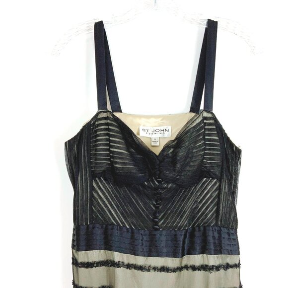 St. John Black Mesh Tule Formal Evening Prom Dress Silk Lining Sz 8 - Picture 6 of 16